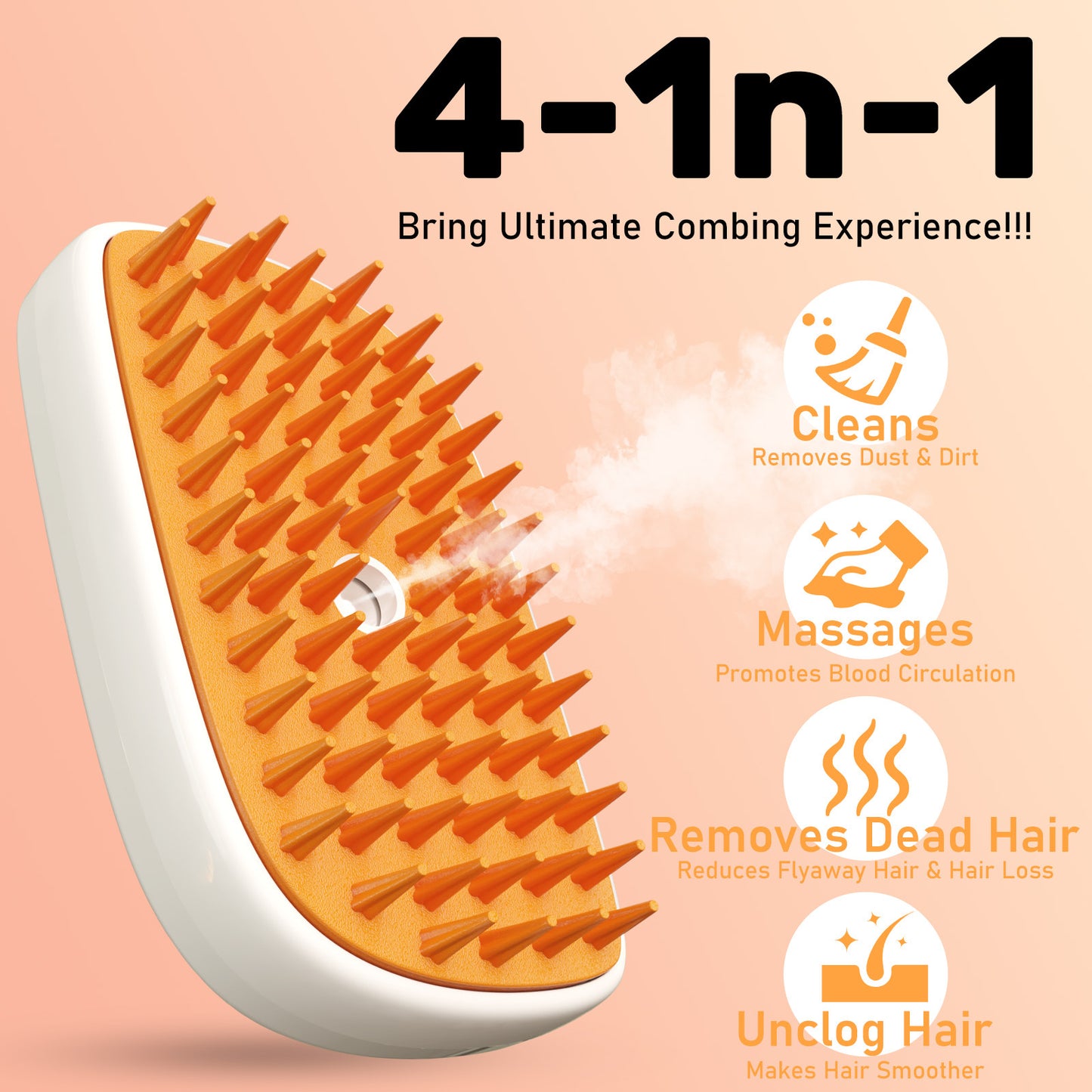 4-in-1 Pet Grooming Brush – Steam, Anti-Static, Hair Removal for Cats & Dogs