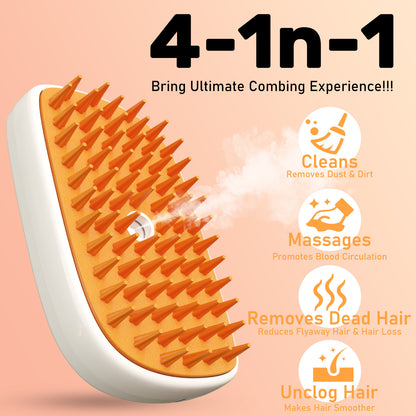 4-in-1 Pet Grooming Brush – Steam, Anti-Static, Hair Removal for Cats & Dogs
