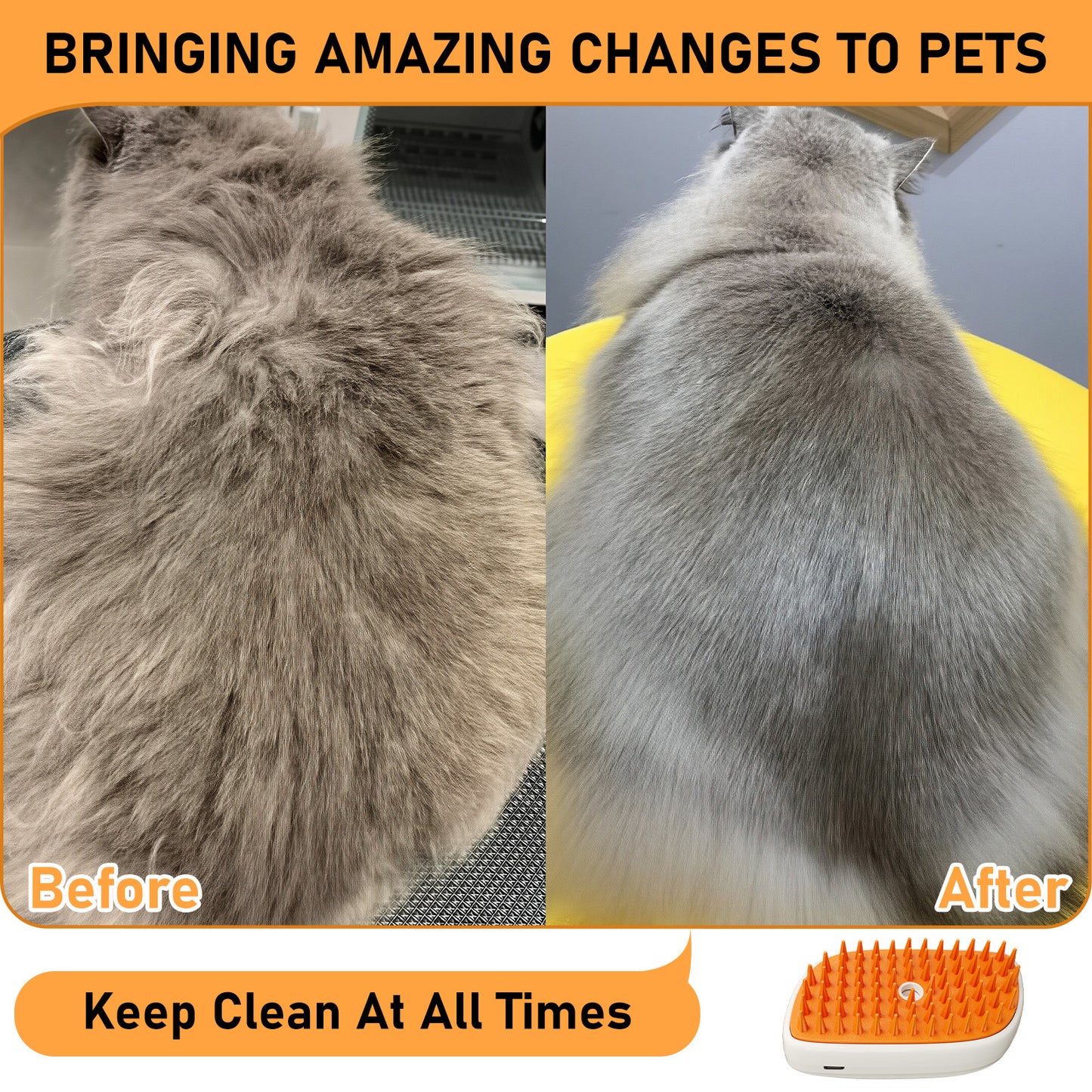 4-in-1 Pet Grooming Brush – Steam, Anti-Static, Hair Removal for Cats & Dogs