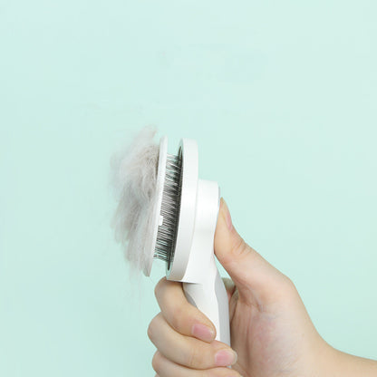 Self-Cleaning Pet Deshedding Comb with Ergonomic Round Handle – Comfortable & Easy Grooming for Cats & Dogs